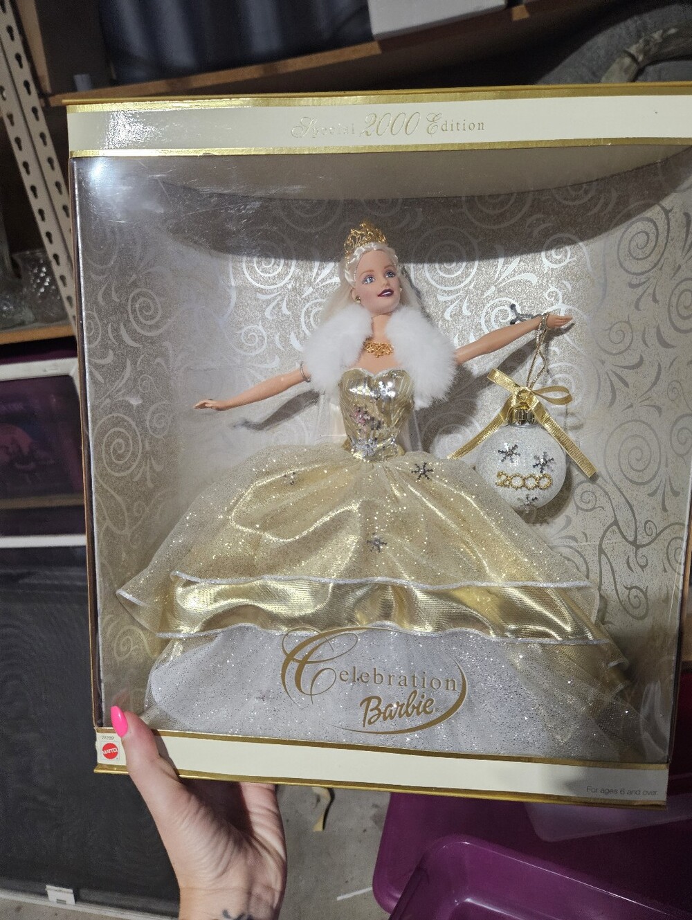 Barbie Gold and White Celebration Party Ornament Doll
